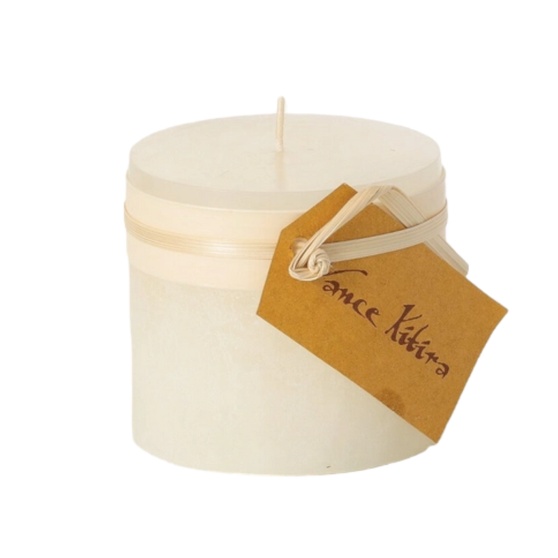Melon White Timber  Pillar Candle - 3  x 3.25