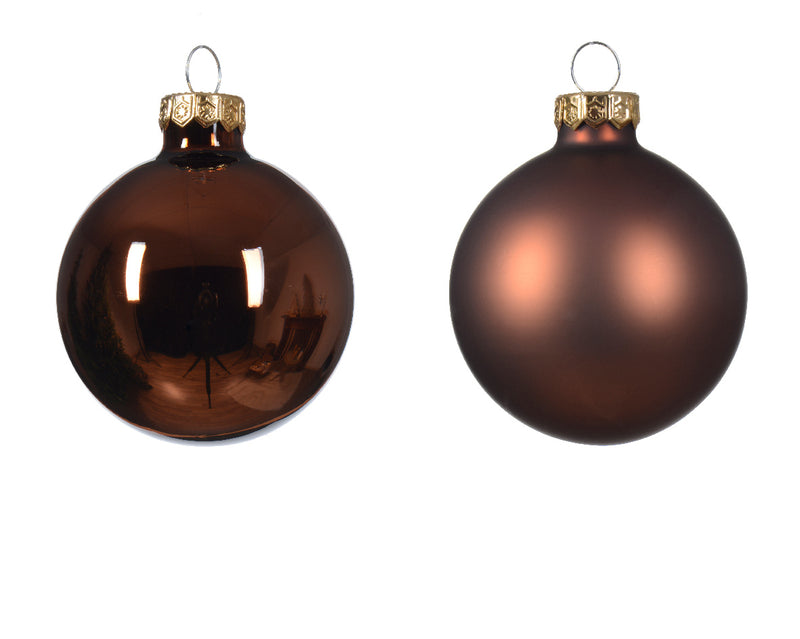 Glass 2.4" Ornaments - 10 piece Set - Espresso Elegance