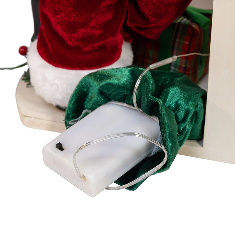 Charming Santa with LED Fireplace Mantle - 17 Inches
