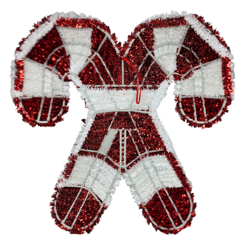 Crossed Candy Canes Tinsel Wall Decor - 19" Tall