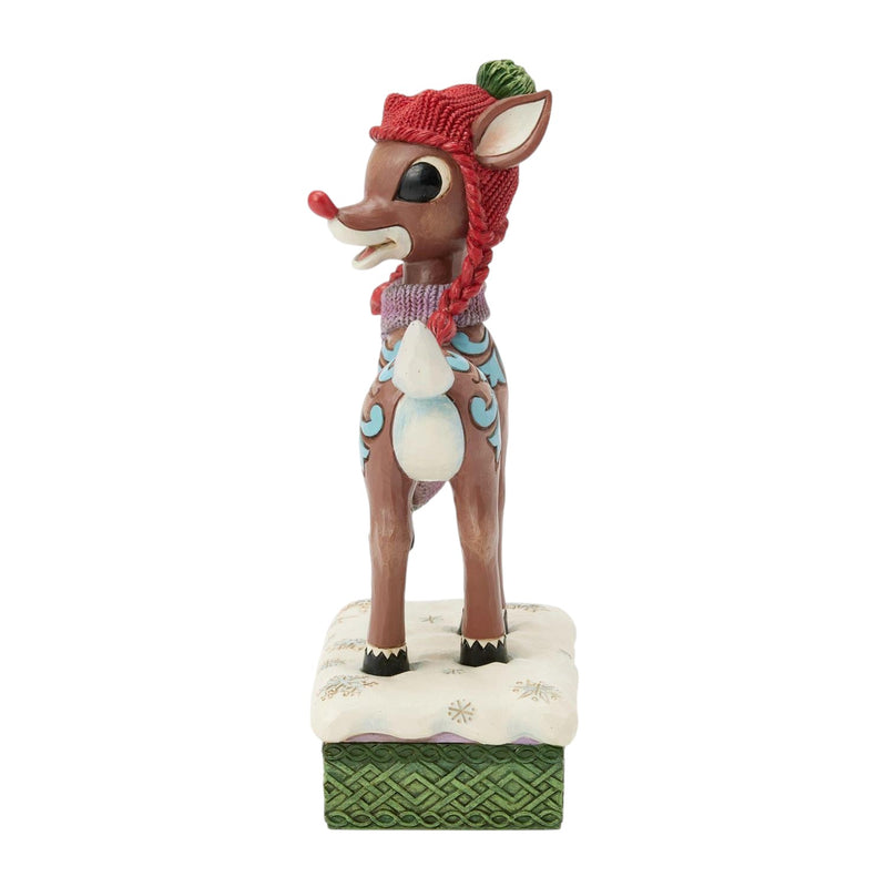 Rudolph Wearing a Knit Hat Figurine