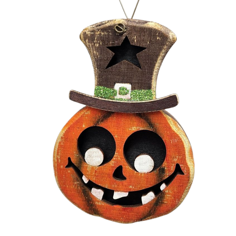 Cheerful Pumpkin Top Hat Ornament