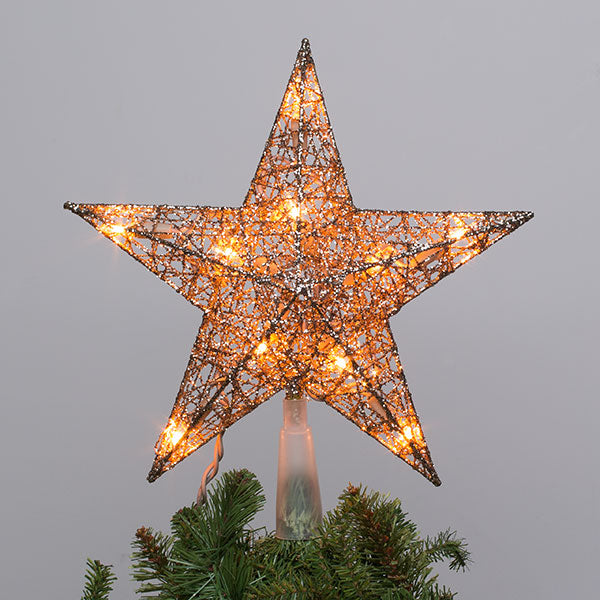 10 Inch Lighted Metallic Star Tree Topper - The Country Christmas Loft
