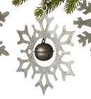 Rustic Snowflake Ornament with Sleigh Bell -