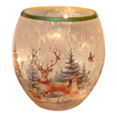 Frosted Glass Luminary Curved Edge - Forest Deer Scene