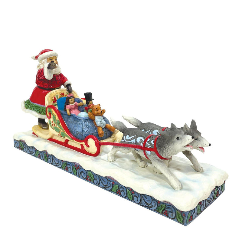 Heartwood Creek Santa Dog Sledding Christmas Statue by Jim Shore
