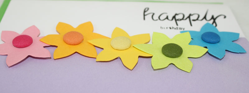 Handmade Embellished Birthday Celebration Card - Rainbow of Flowers