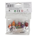 6 Piece sitting figurines with Skis - Orange/Purple