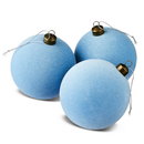 4.5-Inch Light Blue Velvet-Feel Ball Ornaments - Set of 4 - Christmas >> Ornaments >> Novelty - by Holiday Time