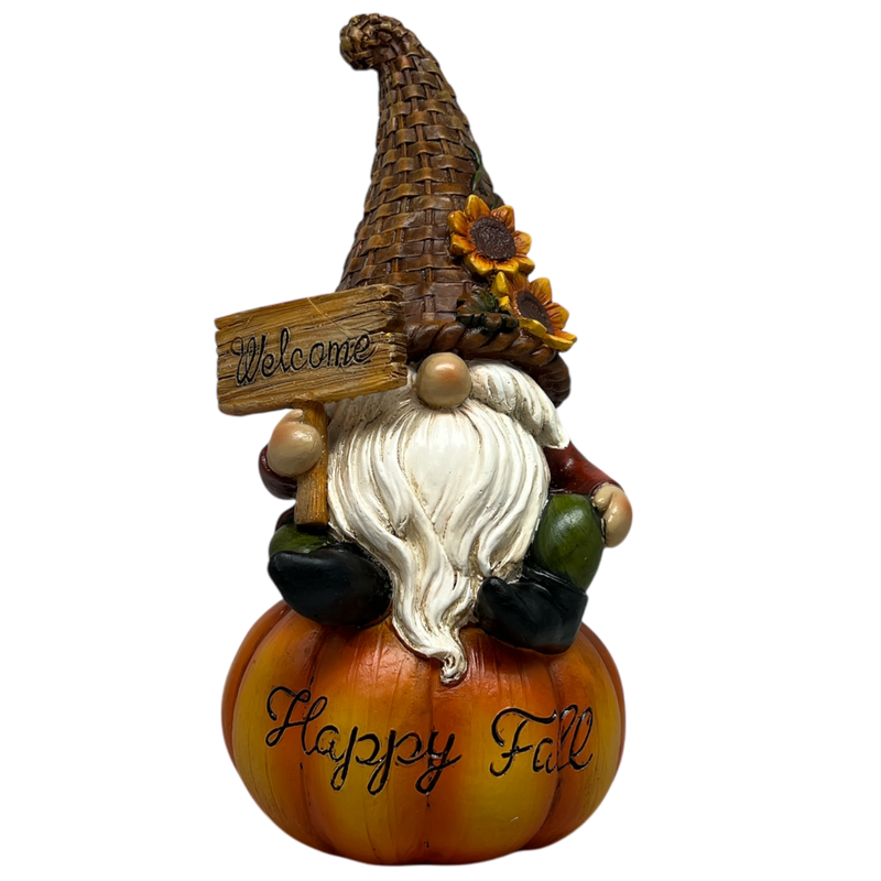 Welcome Fall Gnome on Pumpkin