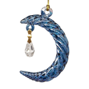 Small Crescent Moon Glass Ornament - Blue
