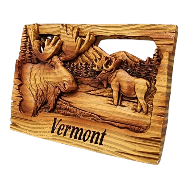 Wood-look Layered Magnet - Vermont Moose
