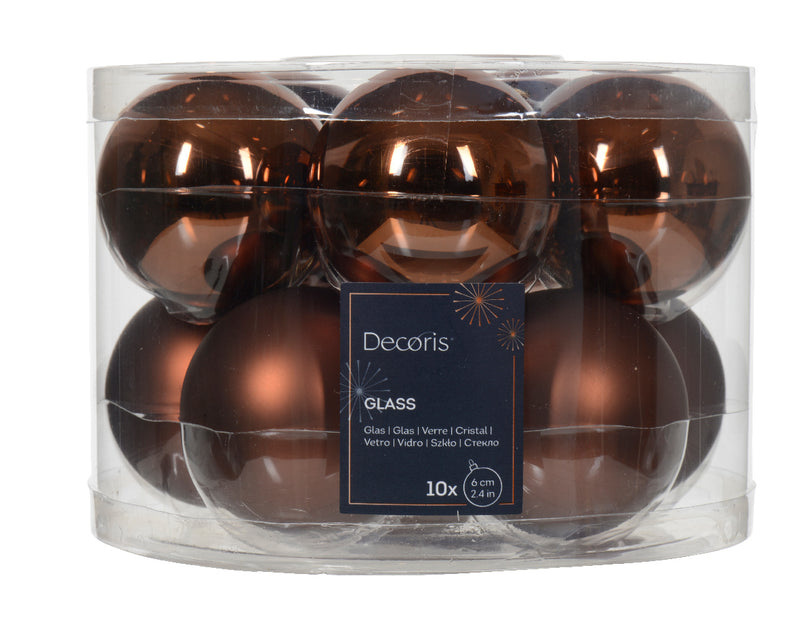 Glass 2.4" Ornaments - 10 piece Set - Espresso Elegance