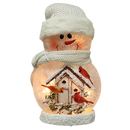 9.5 Inch Lighted Cardinal Glass Snowman - Bird House