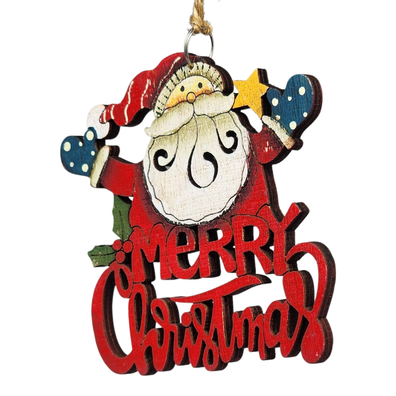 Laser Cut Wooden Ornament - Santa Greetings