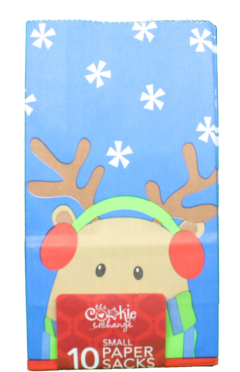 Paper Small Treat Sacks - Set of 10 - Reindeer - The Country Christmas Loft