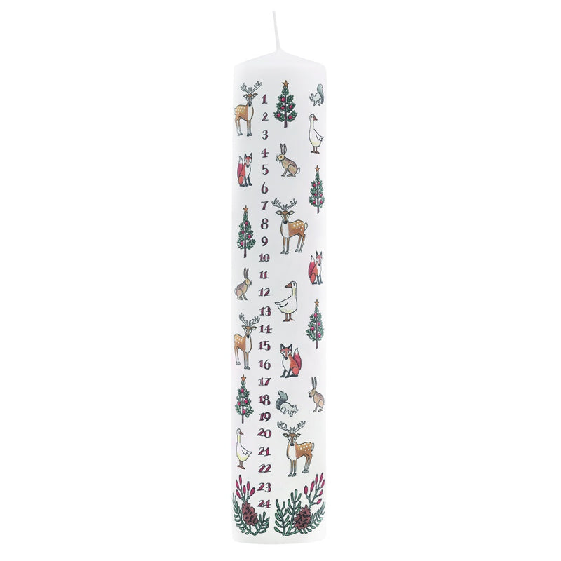 Winter Wildlife Advent Pillar Candle - The Country Christmas Loft