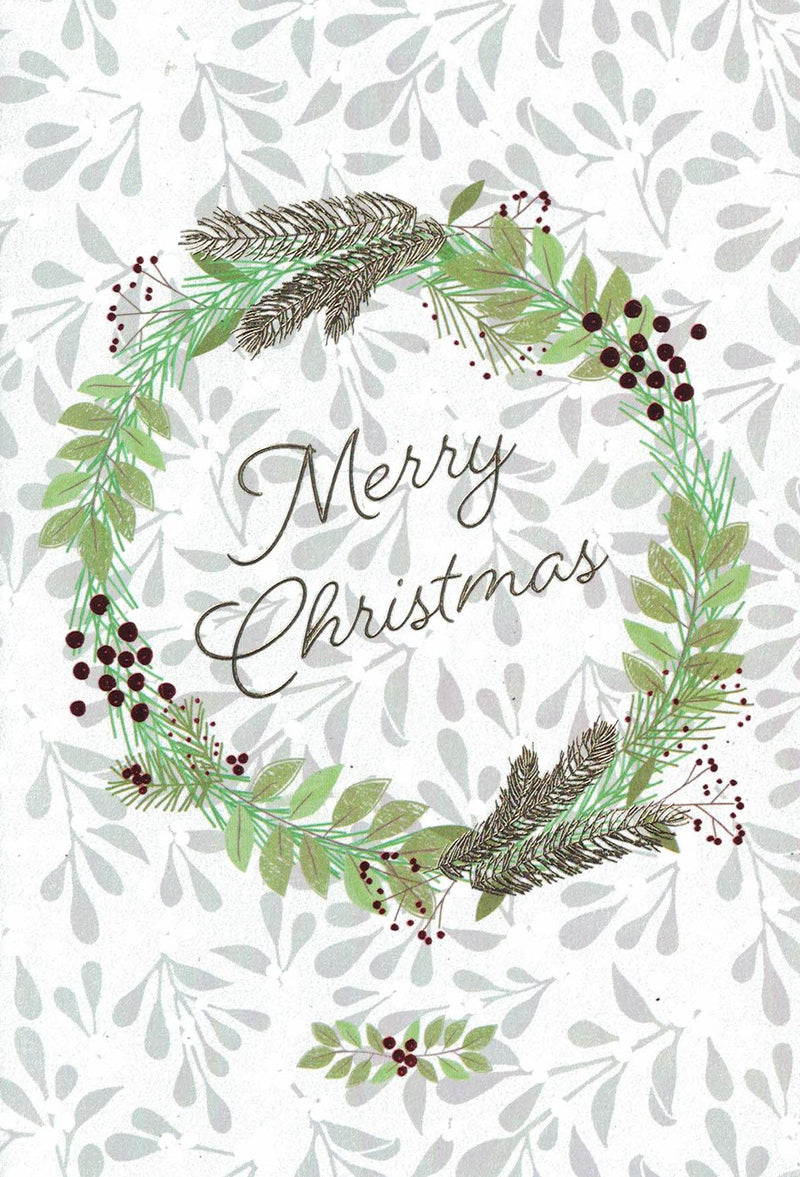 Elegant Boxed Cards - Merry Christmas Wreath