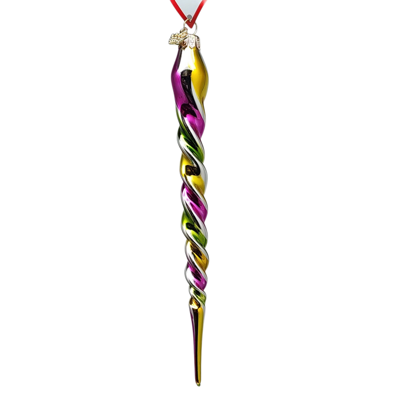 Rainbow Twister Glass Icicle -