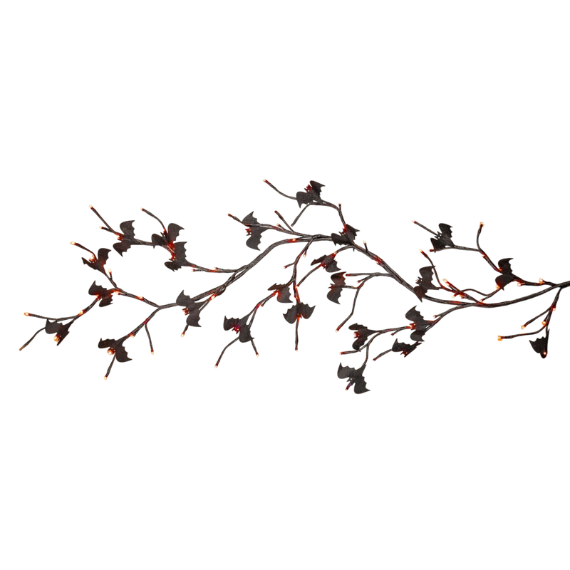 Orange Lighted Halloween Black Garland