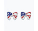Patriotic Enamel Bow Earrings with Crystals - Gift Shoppe >> Jewelry >> Earrings - by Periwinkle By Barlow