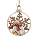 Wooden Ornament - Red Pinstripe Scarf Snowman Ornament