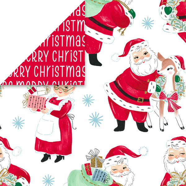 Two Sided Gift Wrap - Santa and Merry Christmas