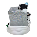 Lighted Swirl Snowglobe Cube with Penguins
