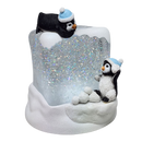 Lighted Swirl Snowglobe Cube with Penguins