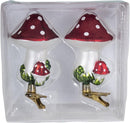Mushroom Clip-On Glass Ornament - Set of 2