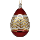 Lattice  Banded Stipple Glass Egg - Red