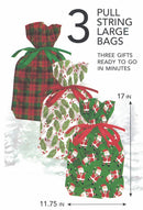 Large Pull String Gift Bag - 3 Pack