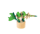 Wood Push Puppet Dinosaur - Green Triceratops