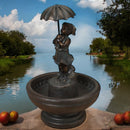 29-Inch Tall Girl Holding Umbrella Water Fountain