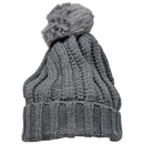 Knit Hat With Three Interchangeable Poms - Grey