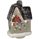 Lighted Frosted Glass Cardinal Design Cabin Luminary