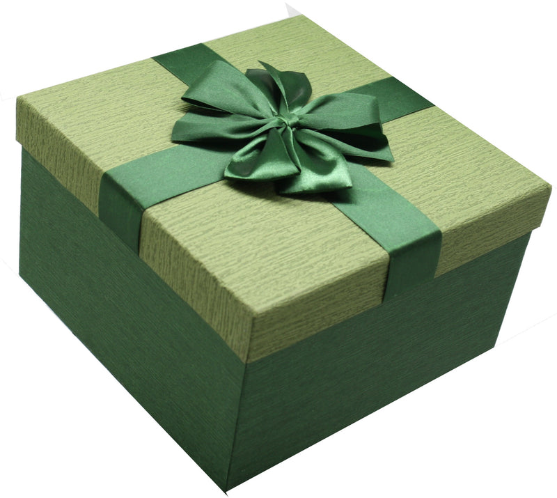 Elegant Square Gift Box - Green Medium - The Country Christmas Loft