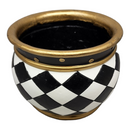 Resin Black and White Plaid Planter