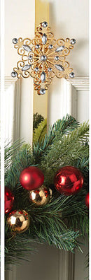 Metal & Jewel Snowflake Holiday Wreath Hanger - Gold
