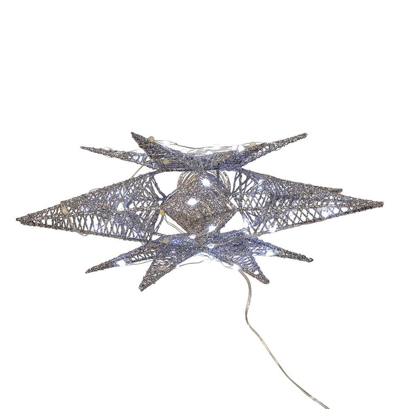 Cool White Micro LED Silver Starburst Treetop - 15 inch