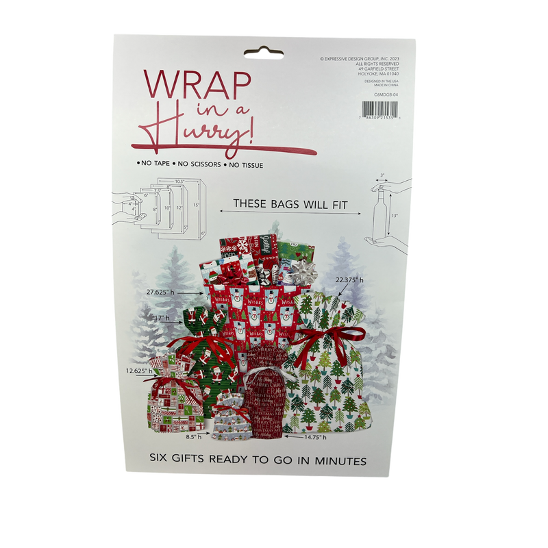 Wrap In A Hurry Pull String Gift Bag 6 piece Assortment