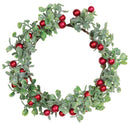 Faux Glittered Boxwood Candle Ring with Berries