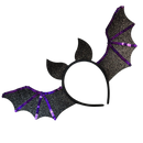 Halloween Headband Purple Trim Bat Wings - Kids Size
