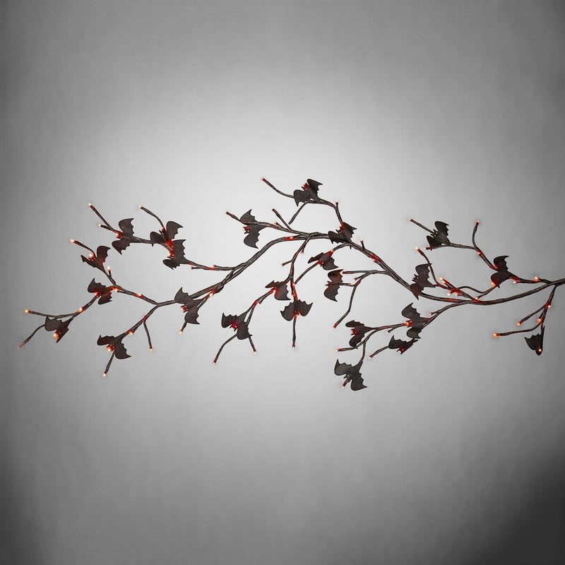 Orange Lighted Halloween Black Garland