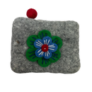 Felt Wool Gray Coin Purse with Flower Applique - Gift Shoppe >> Handbags & Wallets >> Wallets - by Us Sherpa