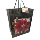 Holiday Wishes Large Gift Bag (Poinsettia on Distressed Dark Green)