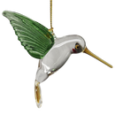 Egyptian Glass Hummingbird Ornament - Green with Yellow Beak