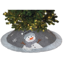 Grey Fabric Snowman Tree Skirt - 48 Inch