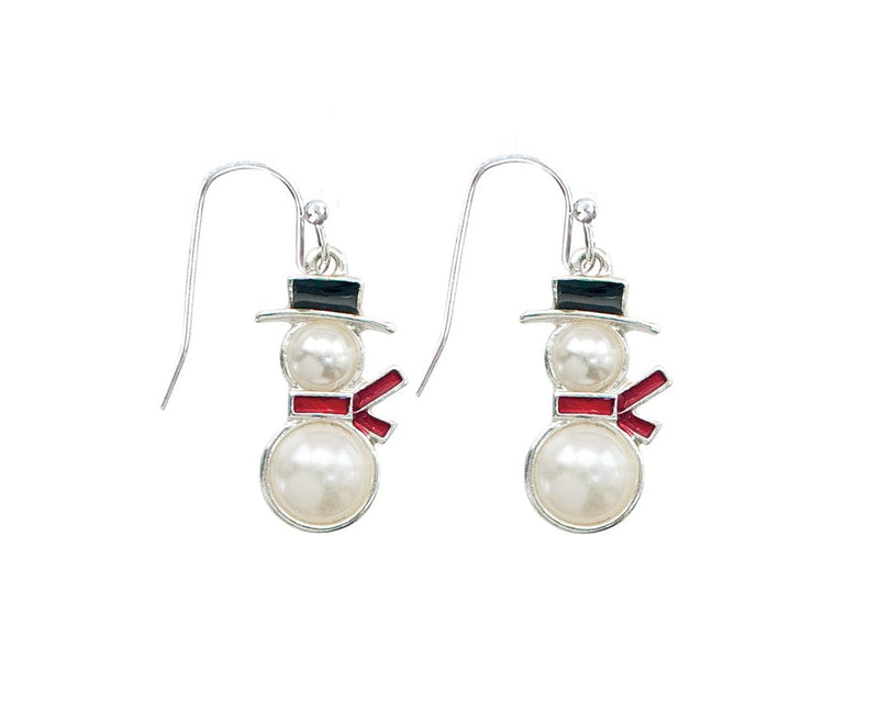 White Pearl Snowmen with Hat and Scarf Earrings – The  display picture 2