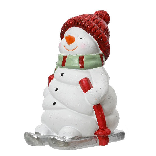 Terracotta Snowman Ornament - On Skis